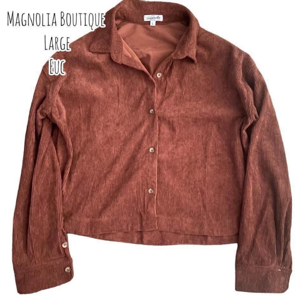 Rust Corduroy Button-Up Shacket
